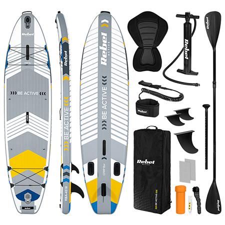 Set placa gonflabila Rebel RBA-4518-WH, stand up paddle (Alb)