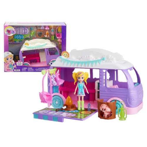 Set Glamping Polly Pocket Van Kamper, 7.5 cm, 15 accesorii