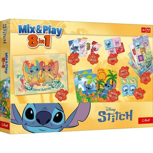 Set 8 jocuri Trefl - Disney Stitch, Mix & Play, 1-4 jucatori, +3 ani, lb. romana
