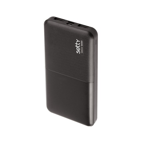 Baterie Externa Setty, 10000mAh, 10W, 2 x USB-A, Neagra