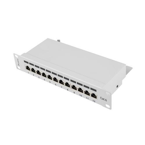 Panou de conexiuni , Lanberg , cat. 5e 12 Porturi 1U , 10'' , gri