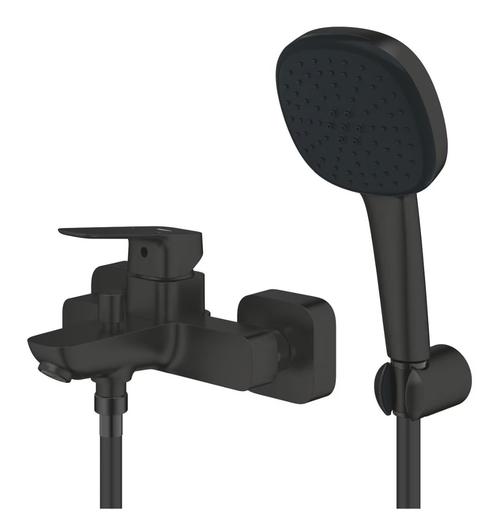 Baterie cada Grohe Cubeo 1018142430, aparenta, set dus, mat, Negru
