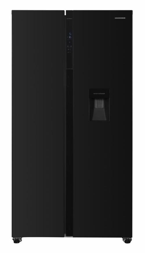 Side by side Heinner HSBS-H439NFBKWDE++, 436 L, No Frost, Dozator de apa, H 177 cm (Negru)