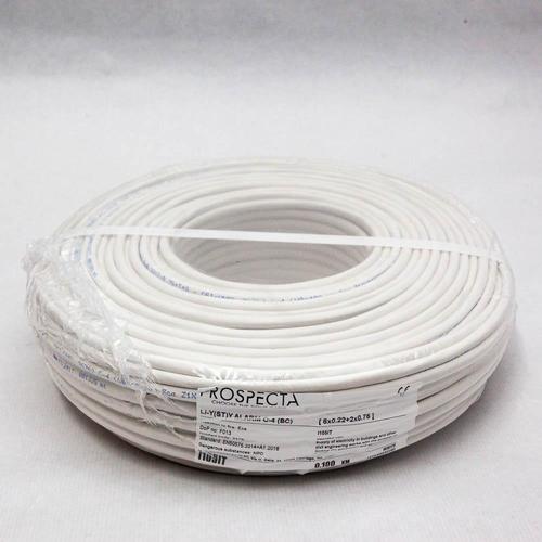 Cablu alarma 8 x 0.22 + 2 x 0.75 premium, cupru 100%, cod: I105ITLi-Y (ST)Y, made in Italy, utilizare pentru sisteme de alarma, manta exterioara PVC alb, ecranare: folie de aluminiu laminata, raza de curbura 10x diametru