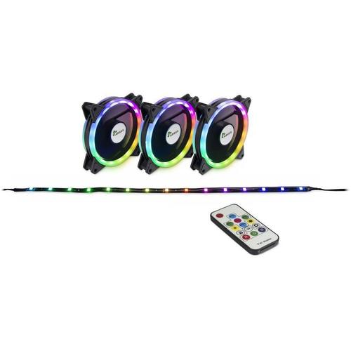 Set 3 ventilatoare Inter-Tech Argus RS-04, 120mm, iluminare RGB