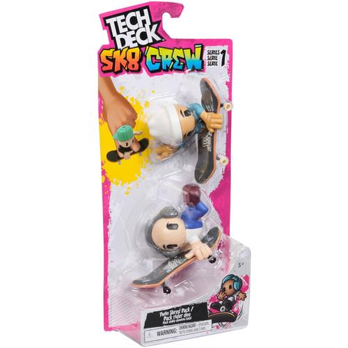 Set 2 Tech Dech Sk8 Crew - Placa si figurina 9.6 cm, Casca alba si casti (Alb/Gri)