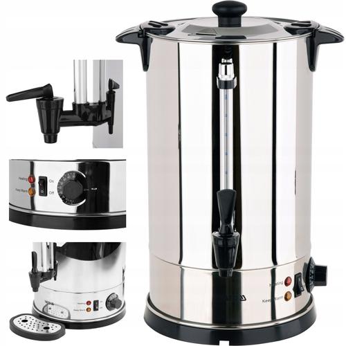 Incalzitor de apa Yato YG-04301 din otel inoxidabil, 1000W, reglaj temperatura 30–110°C, robinet anti-picurare si manere Twist-Lock, Inox, 8,8 L
