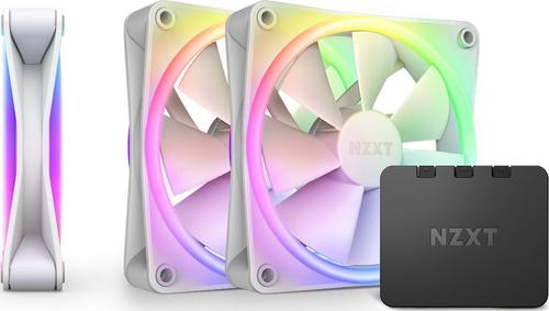 Set 3 ventilatoare NZXT F120 RGB Duo, 500-1800 RPM, 50 CFM, 4-pin PWM, FDB (Alb)