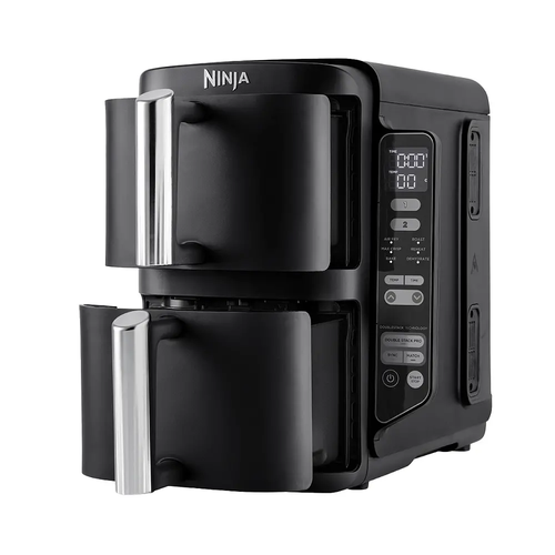 Friteuza cu aer cald Ninja DoubleStack SL300EU, 7.6 l, 2470 W, 2 placi cu invelis ceramic, 6 programe (Negru)