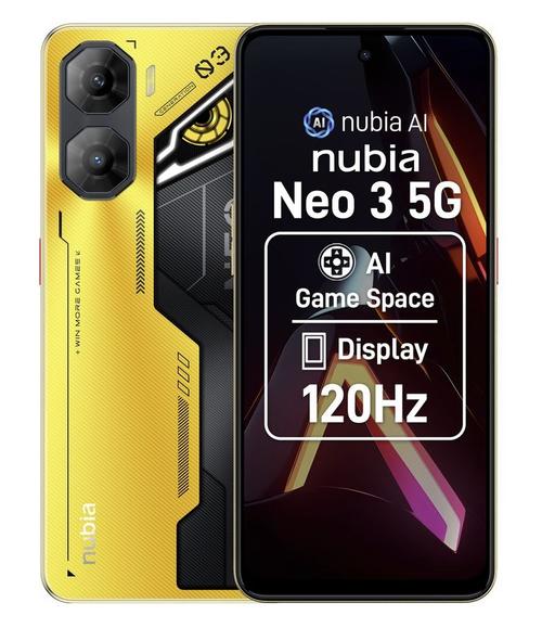 Telefon Mobil ZTE nubia Neo 3, Procesor Unisoc T8300 Octa-Core, IPS LCD Capacitive touchscreen 6.8inch, 8GB RAM, 256GB Flash, Camera Duala 50 + 2 MP, 5G, Wi-Fi, Dual Sim, Android (Galben)