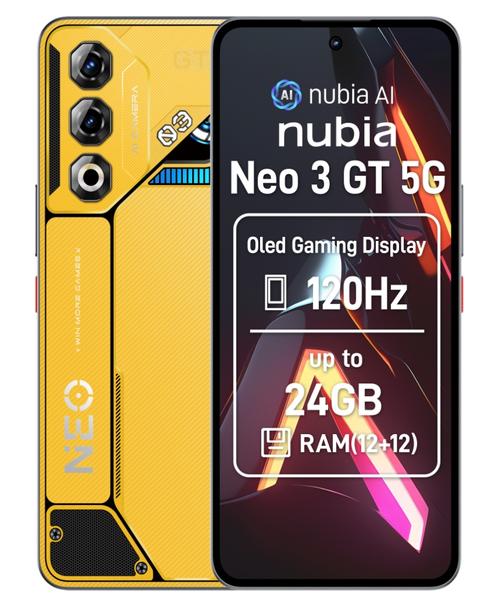 Telefon Mobil ZTE nubia Neo 3 GT, Procesor Unisoc T9100 Octa-Core, OLED Capacitive touchscreen 6.8inch, 12GB RAM, 256GB Flash, Camera, 5G, Wi-Fi, Dual Sim, Android (Galben)