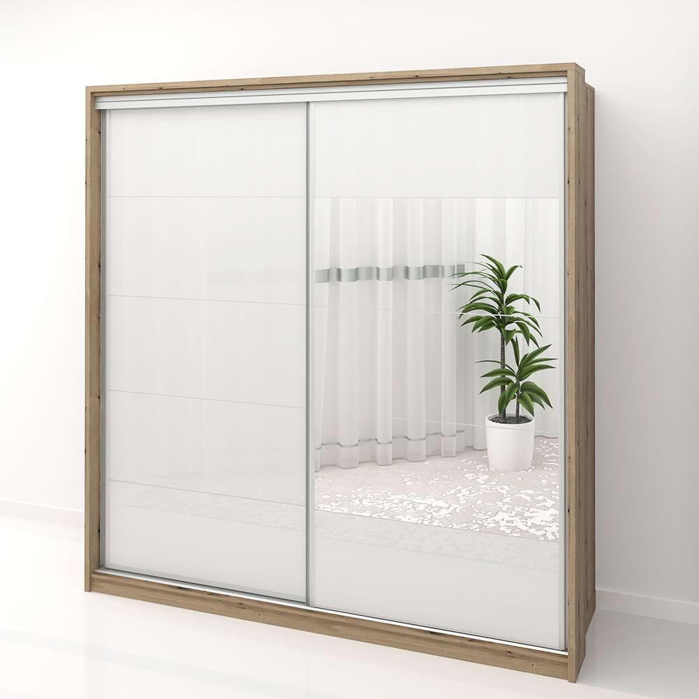 Dulap usi glisante cu oglinda PRIMAVERA MDF Alb lucios