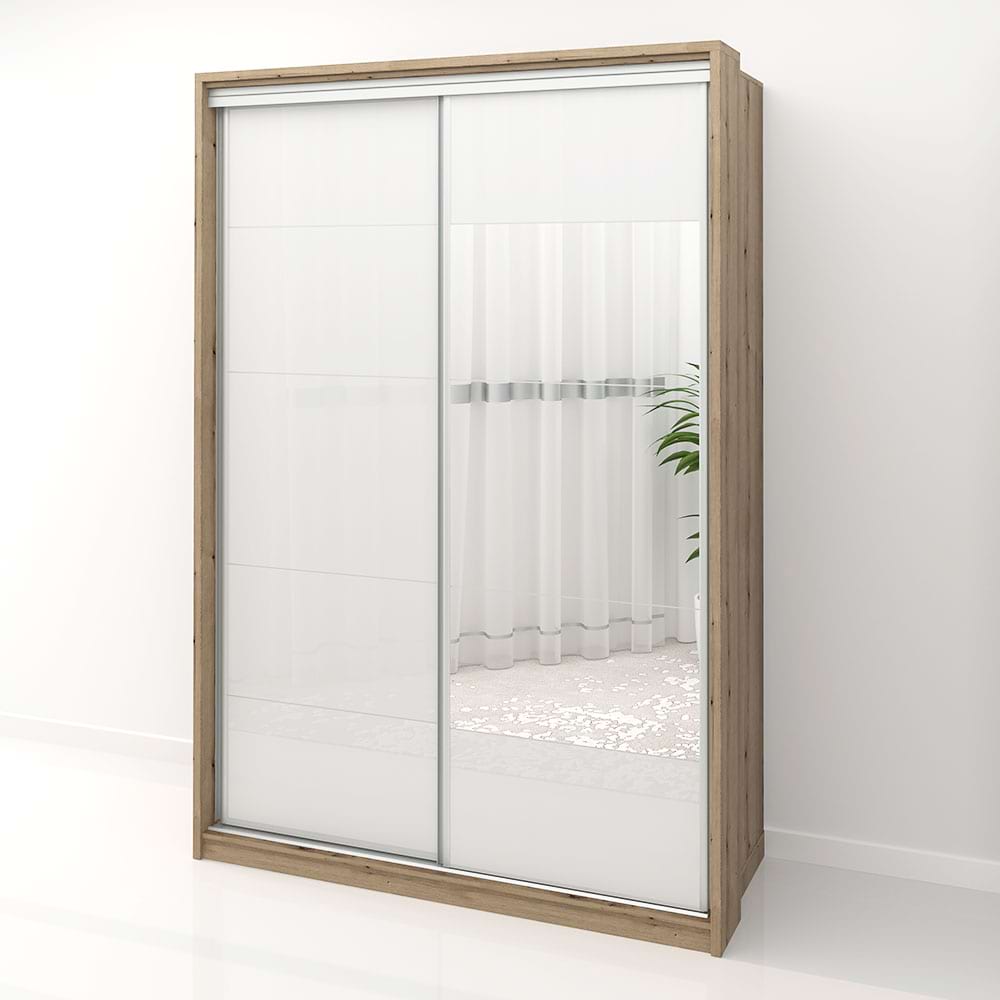 Dulap usi glisante cu oglinda PRIMAVERA MDF Alb lucios