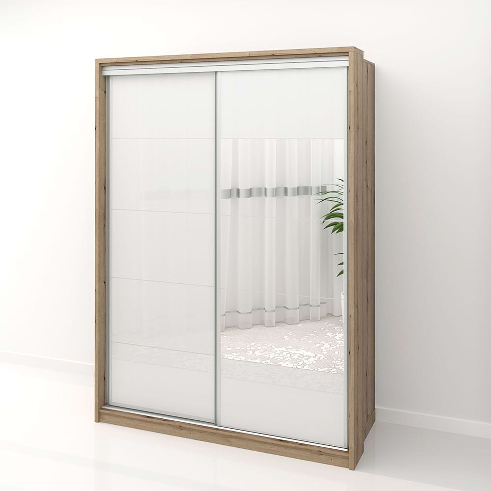 Dulap usi glisante cu oglinda PRIMAVERA MDF Alb lucios