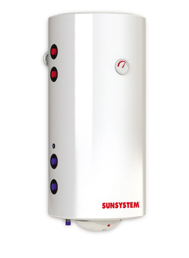 Boiler termoelectric Sunsystem BB NL2 200 PRL 3KW L cu doua serpentine, 200 litri, putere serpentina 15 kw, putere electrica 3 KW, serpentine pe partea stanga, reglaj extern al temperaturii, izolatie termica