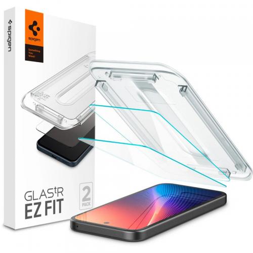 Folie de protectie Ecran Spigen GlastR EZ FIT pentru Google Pixel 9a, Sticla Securizata, Full Glue, Set 2 bucati