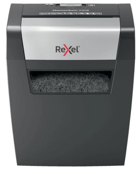 Distrugator documente manual Rexel Momentum X308 RX-2104570EU, P3, Cross-cut, 8 Coli, 15 L (Negru)