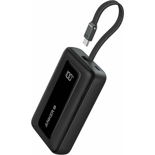 Acumulator extern Anker Zolo 20.000 mAh, 30W, 1x USB-C, 1x USB-A, cablu USB-C incorporat (Negru)