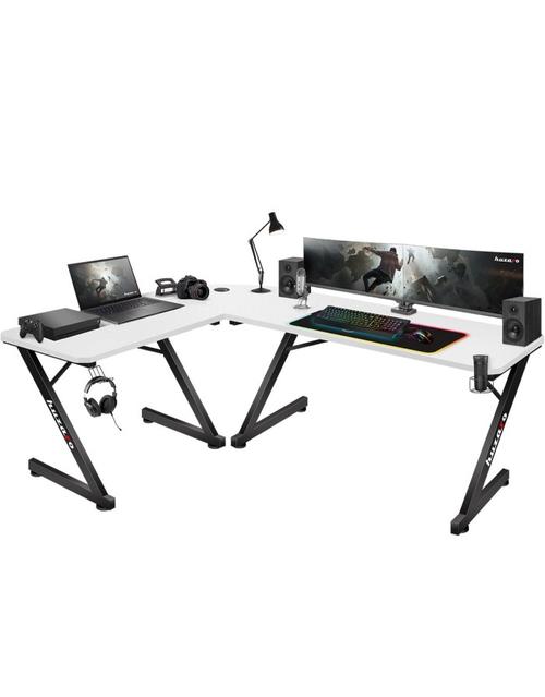 Birou gaming Huzaro Hero 7.0, Carbon, Aluminiu, Picioare ajustabile (Alb)