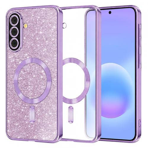 Husa MagSafe pentru Samsung Galaxy A57 5G, Techsuit, Luxury Glitter, Mov Deschis