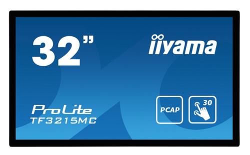 Ecran Profesional VA LED Iiyama 31.5inch TF3215MC-B2, Full HD (1920 x 1080), VGA, HDMI, DisplayPort, Touchscreen (Negru)