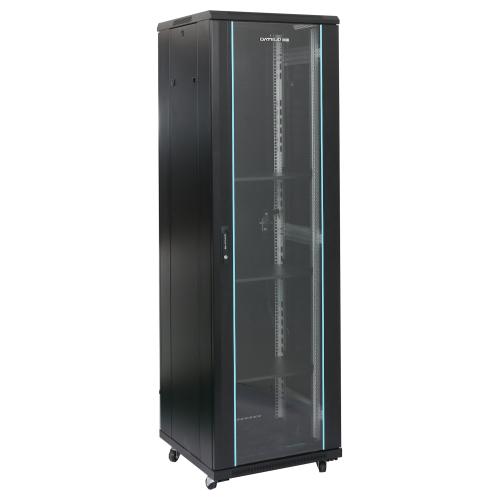 Rack 19'' 22U 600x1000, de podea, usa din sticla, panouri laterale detasabile si securizate, dezasamblat, negru RAL 9004, DATEUP