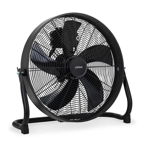 Ventilator de podea Livoo DOM508, 55W, diametru 45 cm, 3 viteze, debit de aer 3654 m3/h, unghi de inclinare de pana la 120 grade, corp metalic, 5 palete, maner transport (Negru)