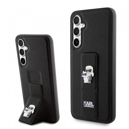Husa MagSafe pentru Samsung Galaxy S23 FE S711, Karl Lagerfeld, Saffiano Gripstand Karl & Choupette, Neagra