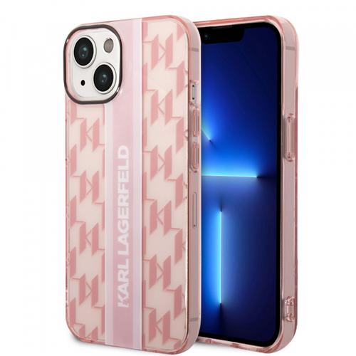Husa pentru Apple iPhone 14 Plus, Karl Lagerfeld, Monogram Stripe, Roz