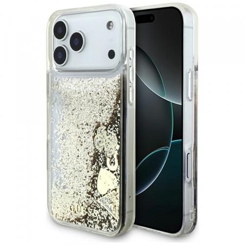 Husa pentru Apple iPhone 17 Pro Max, Guess, Liquid Glitter Charms, Aurie