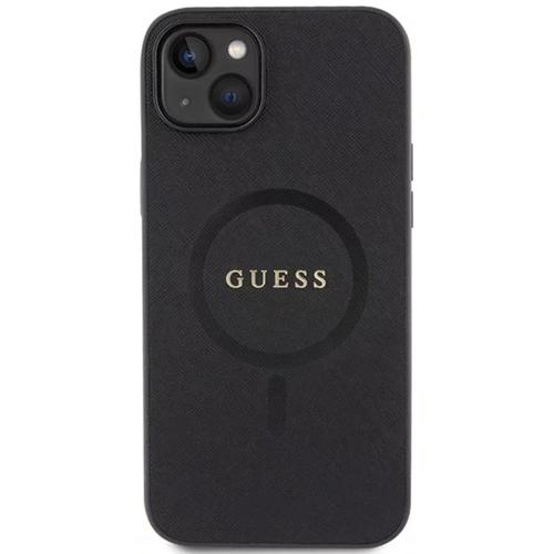 Husa Protectie Spate Saffiano MagSafe pentru Apple iPhone 15 Plus (Negru)