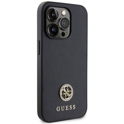 Husa Protectie Spate Guess 4G Strass Metal Logo pentru Apple iPhone 15 Pro (Negru)