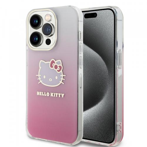 Husa pentru Apple iPhone 15 Pro, Hello Kitty, IML Gradient Electrop Kitty Head, Roz