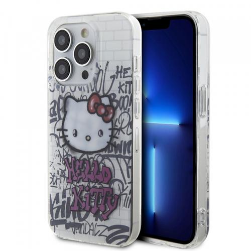 Husa pentru Apple iPhone 15 Pro, Hello Kitty, IML Kitty On Bricks Graffiti, Alba