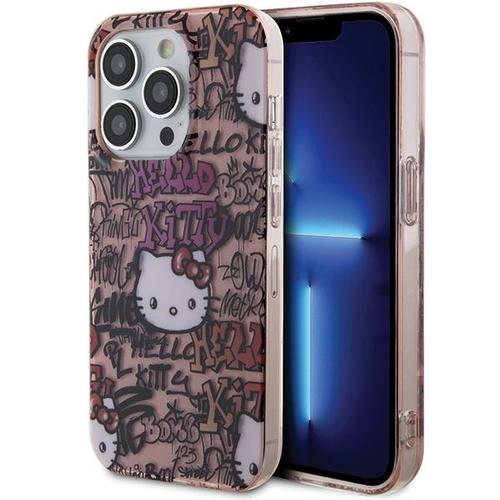 Husa pentru Apple iPhone 15 Pro, Hello Kitty, ML Tags Graffiti, Roz