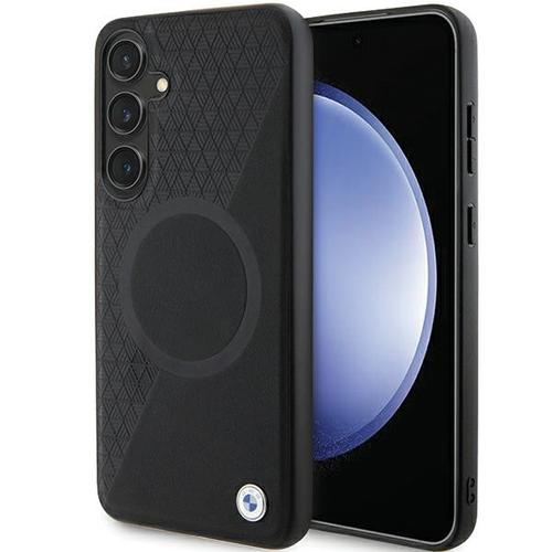 Husa MagSafe pentru Samsung Galaxy S24+ S926, BMW, Signature Half Textured & Circle, Neagra