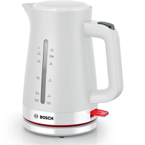 Fierbator de apa Bosch TWK3M121, 1.7l, filtru de calcar,oprire automata, protecţie împotriva supraincalzirii şi funcționarii fara apa, oprire în momentul ridicarii canii de pe suport, Alb