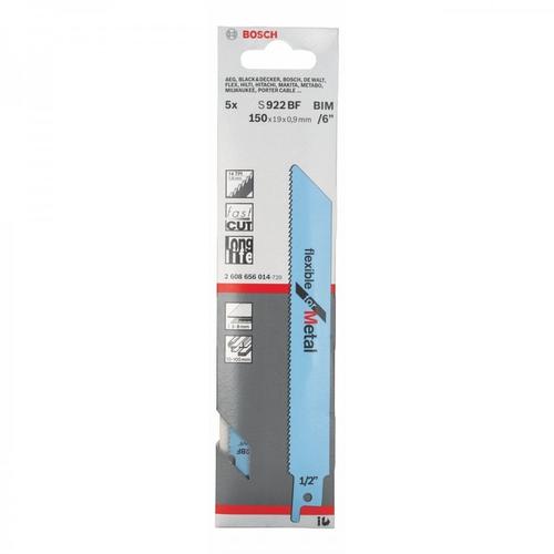 Set de 5 panze de ferastrau pentru metal Bosch S 922 BF, Flexible for metal, 150 mm