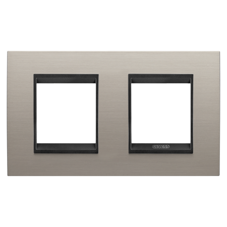 PLACA INTERNATIONALA LUX - IN METAL - 2+2 MODULE ORIZONTALE - ALUMINIU PERIAT LAVY - CADRU INTERIOR NEGRU MAT - CHORUSMART