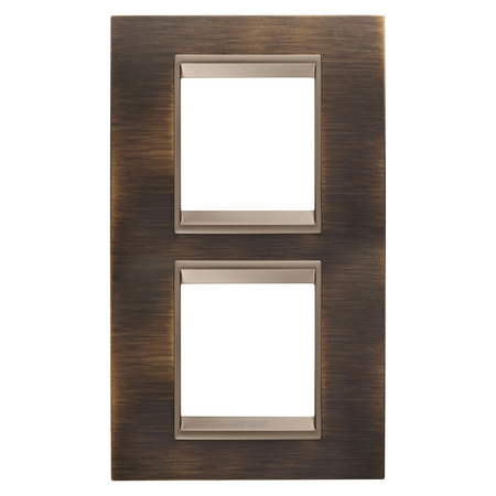 PLACA INTERNATIONALA LUX - IN METAL - 2+2 MODULE VERTICAL - ALAMA ANTICA LAVY - CADRU INTERIOR BRONZ MAT ÎNCHIS - CHORUSMART