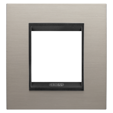 PLACA INTERNATIONALA LUX - IN METAL - 2 MODULE - ALUMINIU PERIAT LAVY - CADRU INTERIOR NEGRU MAT - CHORUSMART