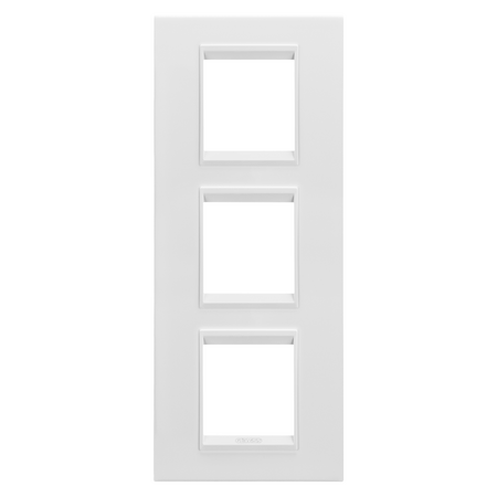 PLACA INTERNATIONALA LUX - IN METAL - 2+2+2 MODULE VERTICAL - ALB SATINAT MONOCROM - CHORUSMART