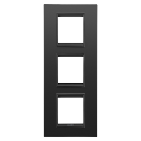 PLACA INTERNATIONALA LUX - IN METAL - 2+2+2 MODULE VERTICALE - SATIN MONOCROM NEGRU - CHORUSMART