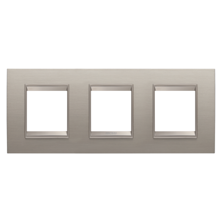 PLACA INTERNATIONALA LUX - IN METAL - 2+2+2 MODULE ORIZONTALE - ALUMINIU PERIAT - CADRU INTERIOR BRONZ MAT - CHORUSMART