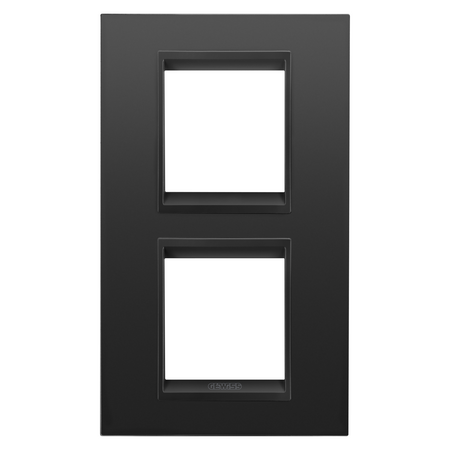 PLACA INTERNATIONALA LUX - IN METAL - 2+2 MODULE VERTICAL - SATIN MONOCROM NEGRU - CHORUSMART