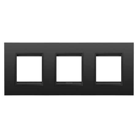 PLACA INTERNATIONALA LUX - IN METAL - 2+2+2 MODULE ORIZONTALE - SATIN MONOCROM NEGRU - CHORUSMART
