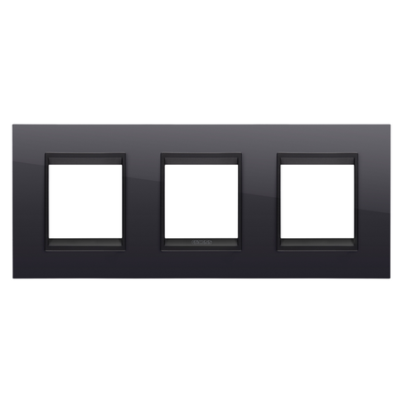 PLACA INTERNATIONALA LUX - ÎN TEHNOPOLIMER - 2+2+2 MODULE ORIZONTALE- NEGRU TONER LAVY - CADRU INTERIOR NEGRU MAT - CHORUSMART