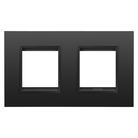PLACA INTERNATIONALA LUX - IN METAL - 2+2 MODULE ORIZONTALE - SATIN MONOCROM NEGRU - CHORUSMART