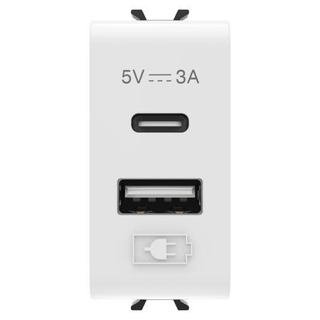 ÎNCARCATOR USB - TIP A+C - 3A - ALB LUCIOS - 1 MODUL - CHORUSMART