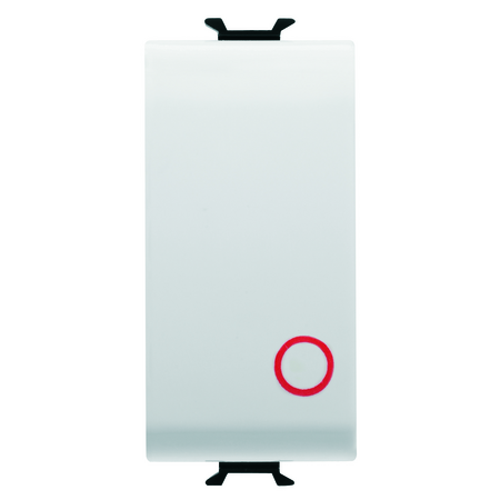 BUTON 1P 250V c.a. - NC 16A - BUTON NEUTRU - SIMBOL 0 ROSU - 1 MODUL - ALB SATINAT - CHORUSMART